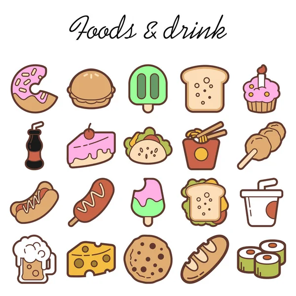 Collection Icons Food Drinks Can Converted Various Sizes Vector File — Stock Vector
