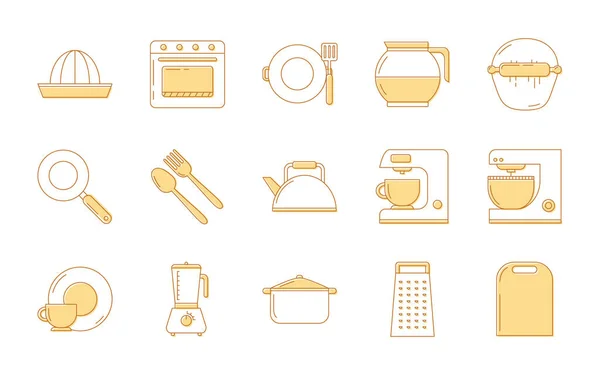 Colección Iconos Sobre Utensilios Cocina Necesidades Cocina Puede Convertir Varios — Archivo Imágenes Vectoriales