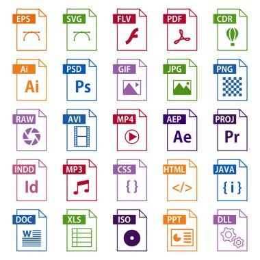 Dosya biçimi renkli simge seti