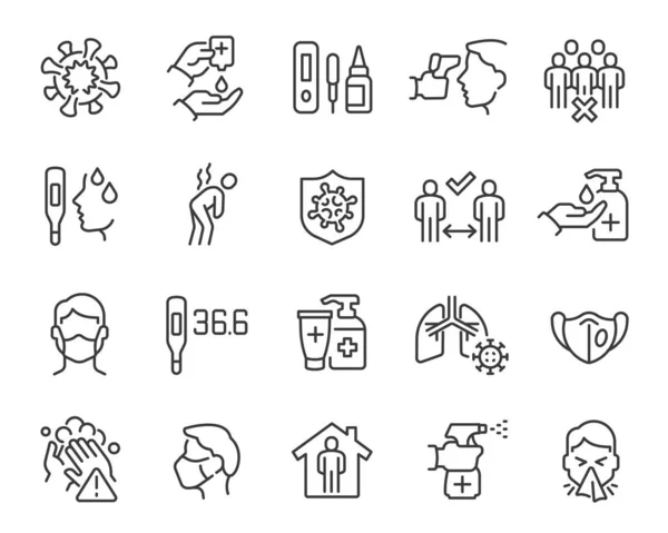 Coronavirus ve Grip Icon Set 'i güncelledi. Düzenlenebilir vektör vuruşu.