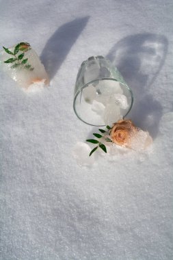 Donmuş çiçekler. Baharın geleceği fikri.