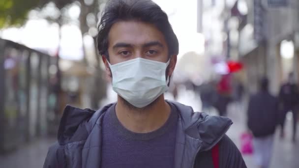 Europe Infecté Par Virus Couronne 2019 Ncov Européen Masque Facial — Video