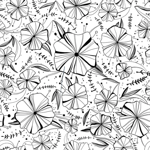 seamless floral pattern. black and white seamless pattern