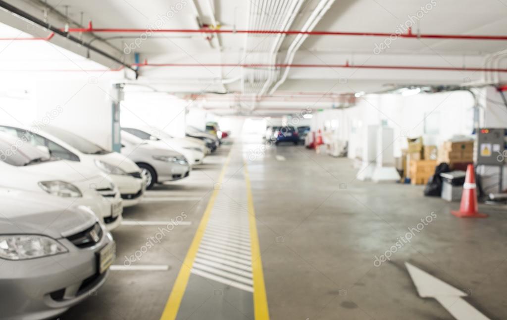 Background: blur urban indoor car park