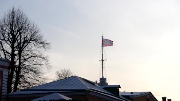 Huys Flag Peter Paul Fortress Petersburg Winter Velikost 1980X1080 Frekvence — Stock video