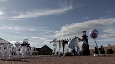 mavi balonlar ve düğün yeri, çeşitli açılar Boyut: 1980x1080 Çerçeve oranı: 60 fps Renk modu: Doğal