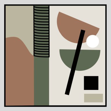 Soyut Geometrik orta yüzyıl modern duvar sanatı. Nötr renkli minimalist duvar dekoru. İskandinav tarzı ev dekorasyonu. Ofis, oturma odası dekorasyonu için kullanılabilir..