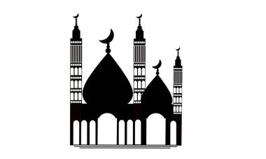 Vektör Ilüstrasyonunun cami silueti. Siyah beyaz cami.