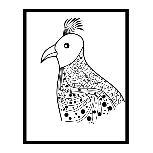 Doodle Czarno Białe Ptaki Ściany Sztuki Minimalistyczny Wystrój Ścian Zwierząt — Wektor stockowy
