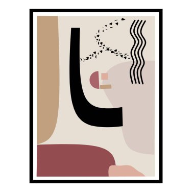 Soyut Geometrik orta yüzyıl modern duvar sanatı. Minimalist duvar dekoru. Pastel renk duvar dekorasyonları.