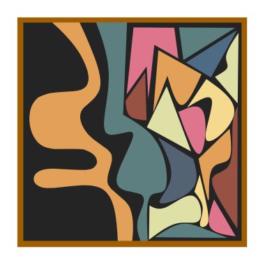 Soyut Orta Çağ Modern Duvar Sanatı. Retro duvar dekoru. Oturma odası ve ofis için büyük duvar süslemeleri. Art deco aestentic.