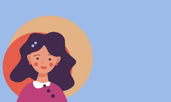 Personagem Ilustração Plana Fundo Menina Feliz Com Espaços Cópia Menina —  Vetores de Stock