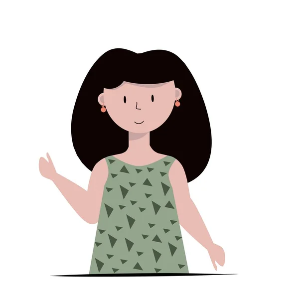 Ilustração Plana Personagem Retrato Menina Dizer Hey Avatar Fundo —  Vetores de Stock