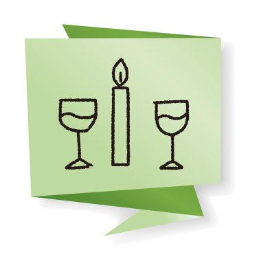 mum ışığında akşam yemeği vektör çizim doodle