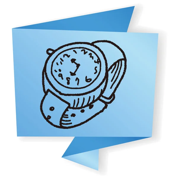 Horloge doodle tekening vector illustratie — Stockvector