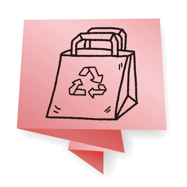 Concept de protection de l'environnement ; Sac à provisions recyclé ; illustration vectorielle doodle — Image vectorielle