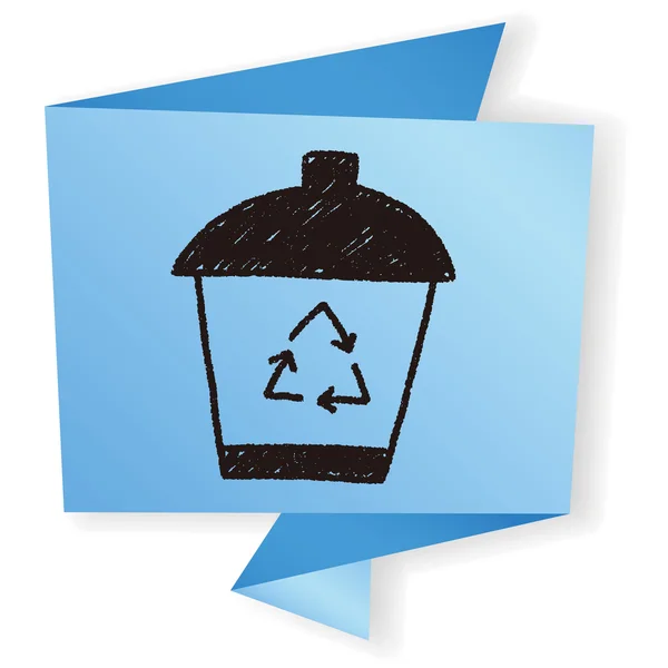 Recycle trash can doodle drawing vector illustration — Stock Vector