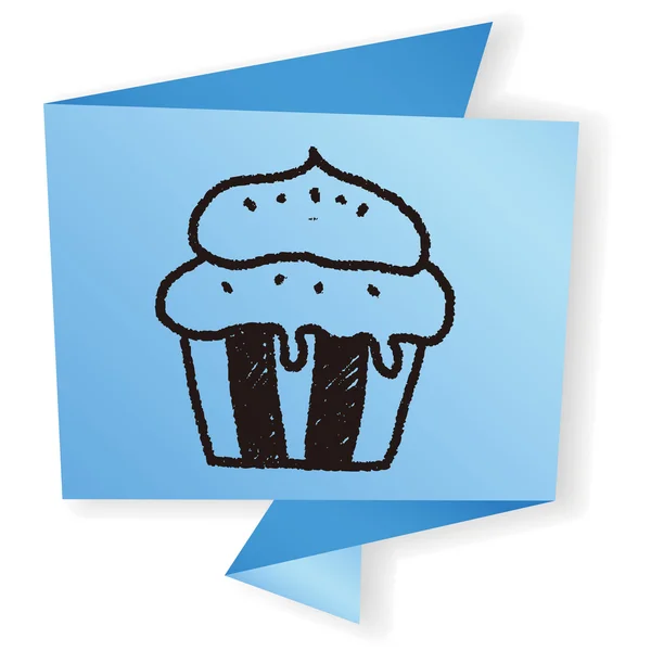 Cupcake Doodle Zeichnung Vektor Illustration — Stockvektor