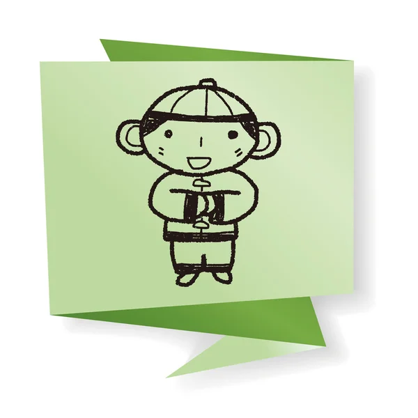 Κινέζικο νέο έτος? Κινέζικη Πρωτοχρονιά αγόρι doodle διανυσματικά εικονογράφηση — Διανυσματικό Αρχείο