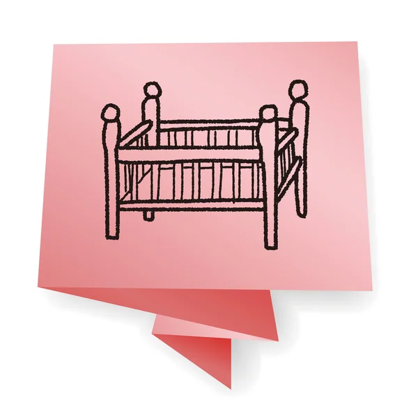 Baby bed doodle vector illustration — Stock Vector