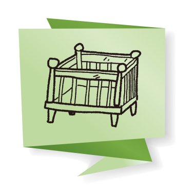Bebek yatak doodle vektör çizim