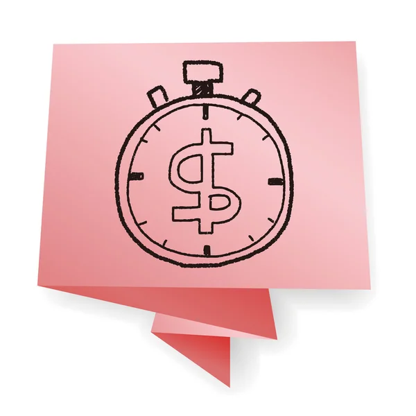 Tijd is geld doodle vectorillustratie — Stockvector