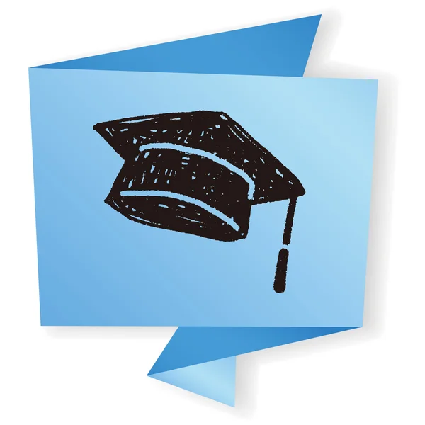 Graduação chapéu doodle vetor ilustração —  Vetores de Stock
