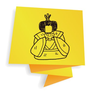 Japon kız doodle vektör çizim