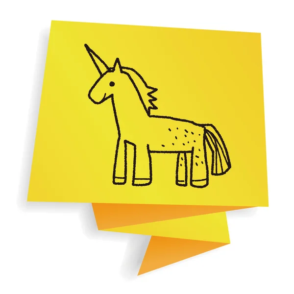 Ilustrasi vektor doodle unicorn - Stok Vektor