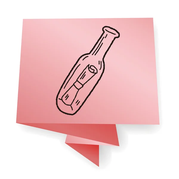 Fles bericht doodle vectorillustratie — Stockvector