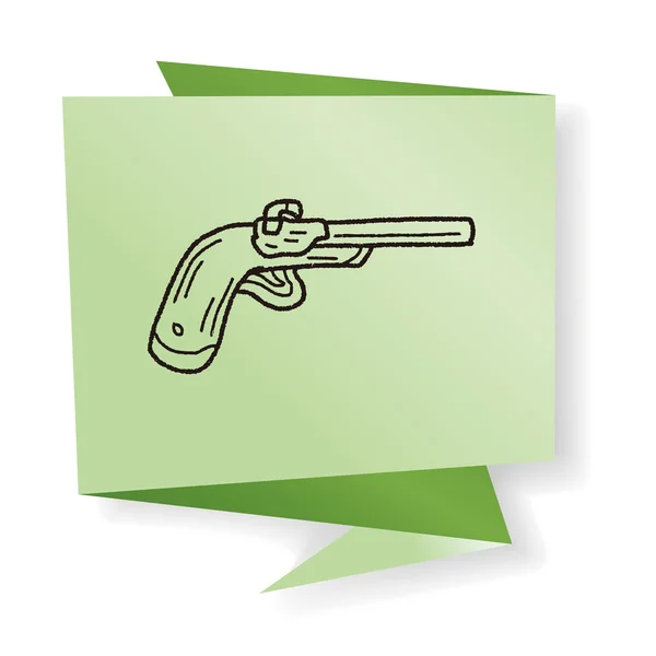 Pistola doodle vector ilustración — Vector de stock