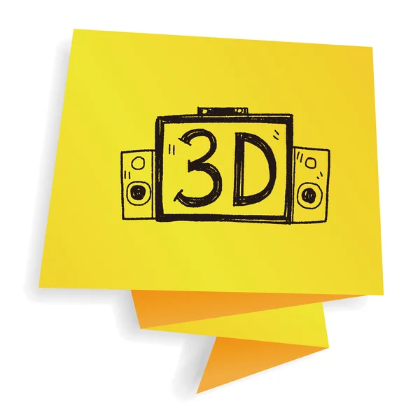 3D tv doodle vektor illustration — Stockvektor