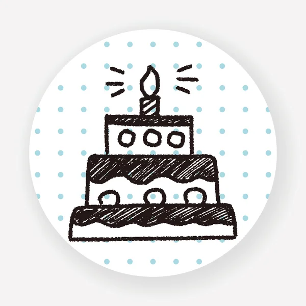 Doodle Aniversário Bolo Vetor Ilustração — Vetor de Stock