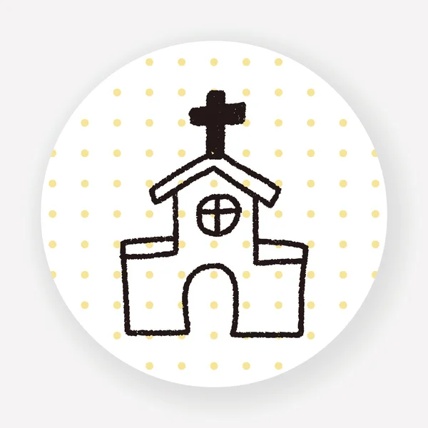 Kirche Doodle Zeichnung Vektor Illustration — Stockvektor