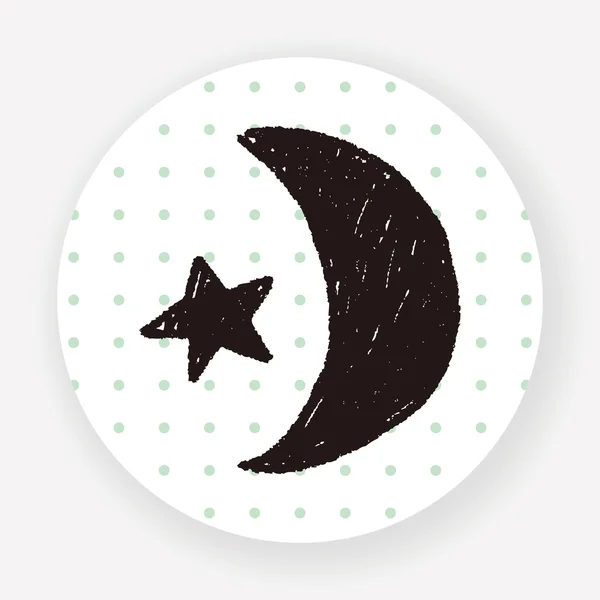 Dessin Lune Étoile Doodle — Image vectorielle