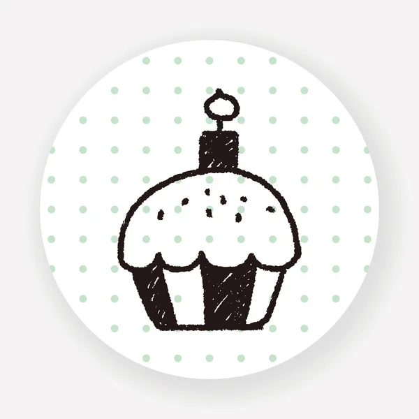 Cupcake Doodle Dibujo Vector Ilustración — Archivo Imágenes Vectoriales