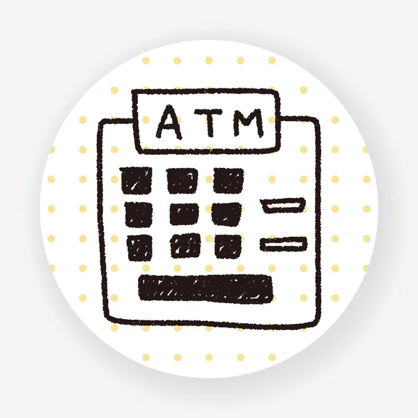 Doodle Zeichnung Vektor Illustration Für Geldautomaten — Stockvektor