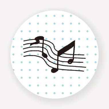 Karalama müzik notaları beyaz arkaplan, vektör, illüstrasyon izole düz simge