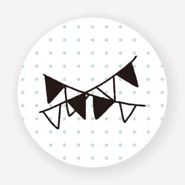 Karalama dekoratif bayraklar düz simge beyaz zemin, vektör, illüstrasyon izole