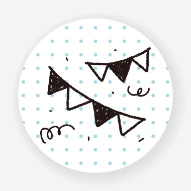 Karalama Renkli kurdele düz simgesi beyaz arkaplan, vektör, illüstrasyon izole