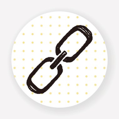 Doodle Link düz simgesi beyaz arkaplan, vektör, illüstrasyon izole