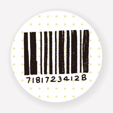 Karalama barkod düz simgesi beyaz arkaplan, vektör, illüstrasyon izole