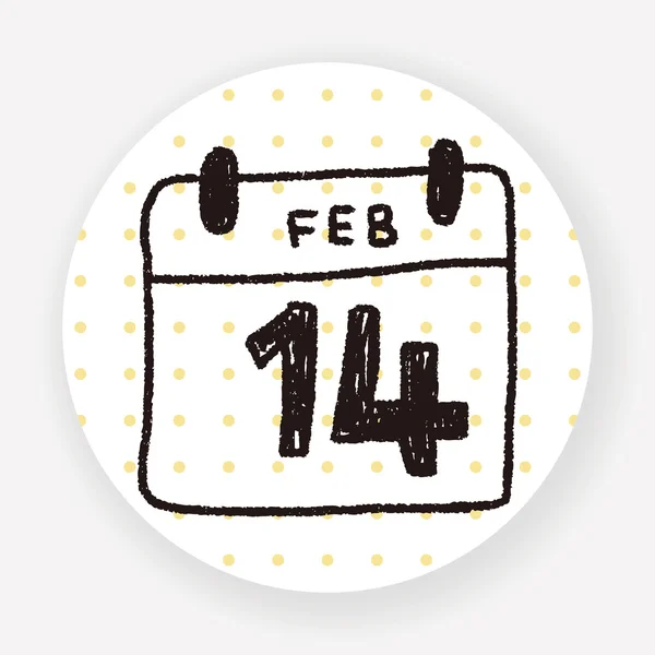 Kalender Valentijnsdag Doodle Tekening — Stockvector