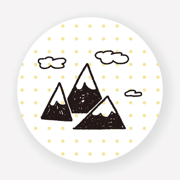 Doodle Mountain Flat Icon Isoliert Auf Weißem Hintergrund Vektor Illustration — Stockvektor