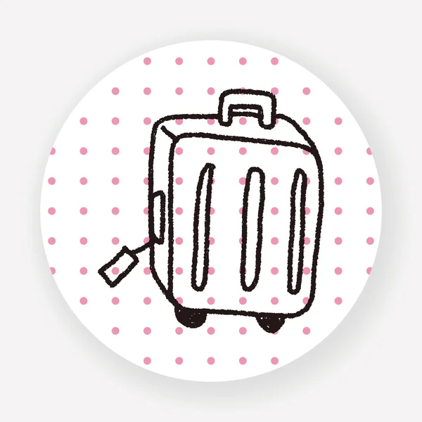 Doodle Travel Bag Flat Icon Isolated White Background Vector Illustration — Stock Vector