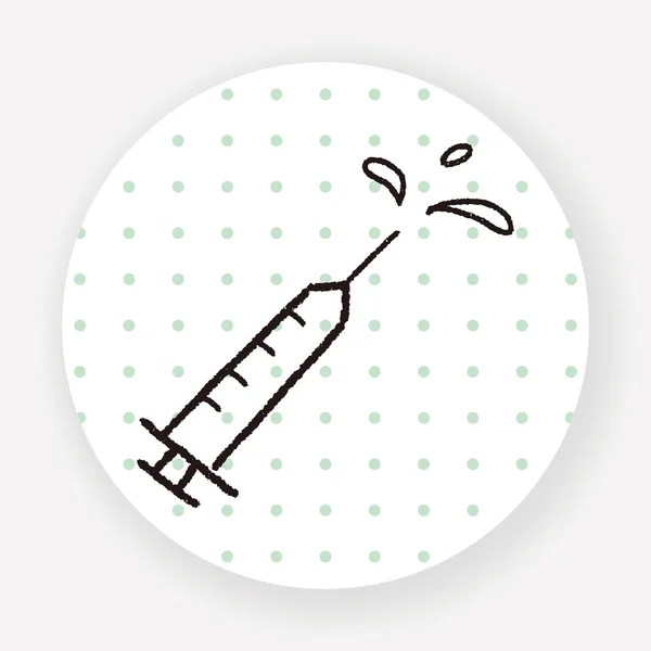 Doodle Injekční Stříkačky Ploché Ikony Izolované Bílém Pozadí Vektor Ilustrace — Stockový vektor