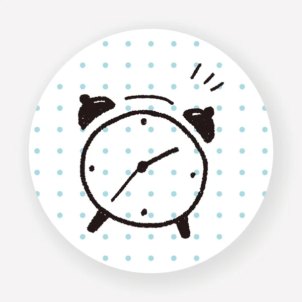 Doodle Alarm Clock Flat Icon Isolated White Background Vector Illustration — Stock Vector