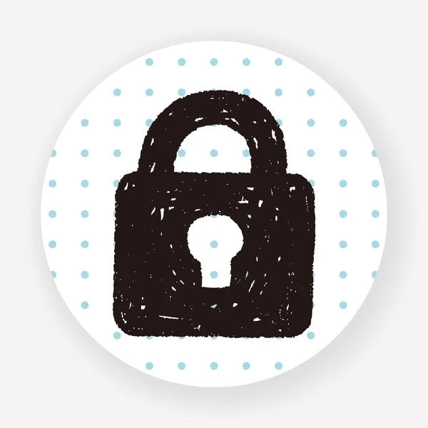 배경에 Doodle Lock Flat Icon Vector Illustration — 스톡 벡터