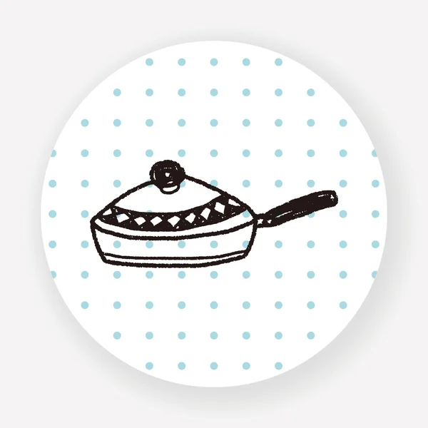 Doodle Frying Pan Vector Picture — 图库矢量图片