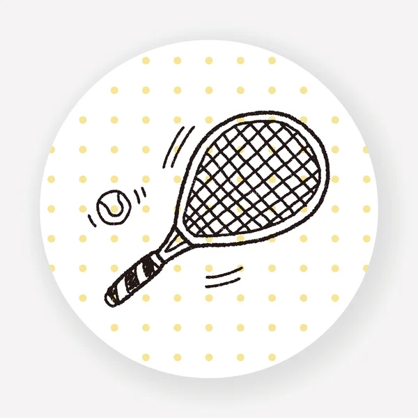 Illustration Vectorielle Raquette Tennis Doodle — Image vectorielle